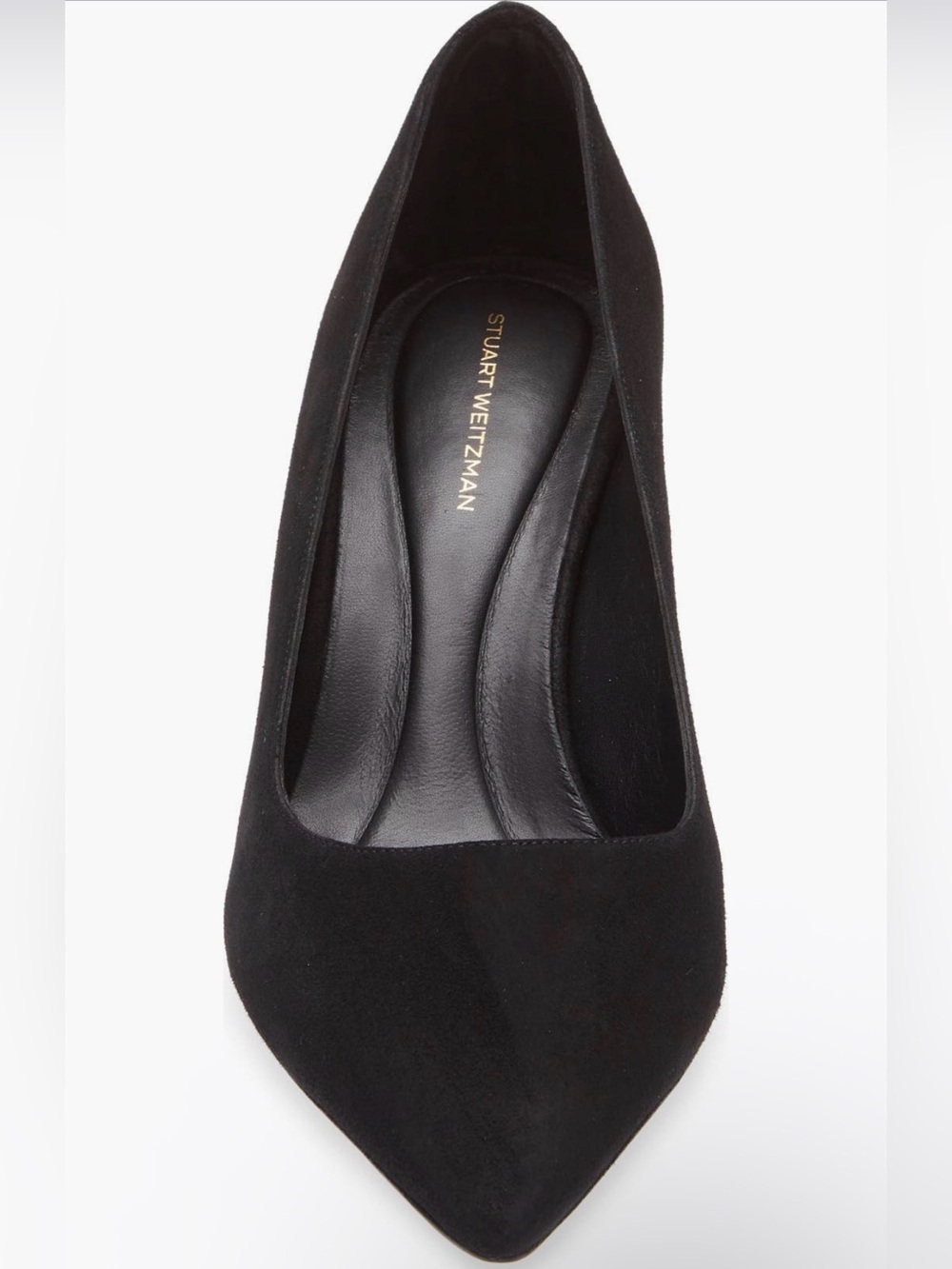 STUART WEITZMAN Power 100 Pump Black Suede Pointed Toe Heels 👠 - Picture 2 of 5